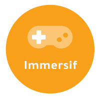 manette de jeu vidéo avec « immersif » en dessous, qui est un principe que les meilleurs types de formation au leadership devraient incarner