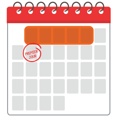 Calendrier avec les dates mises en évidence avant la date de début des nouvelles embauches pour montrer l’importance de l’intégration avant leur premier jour