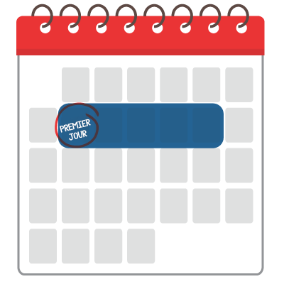 Calendrier avec la date de début des nouvelles embauches et les prochains jours encerclés pour souligner l’importance de l’intégration au cours de la première semaine