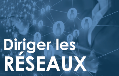 graphique qui dit « Diriger des réseaux » avec un organigramme numérique reliant les icônes de personnes en arrière-plan pour montrer que cette valeur des cadres intermédiaires est leur capacité à diriger un réseau complexe